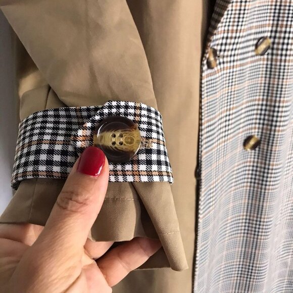 Miss Guided Brown Checkered Long Coat Size 10 - Picture 8 of 12